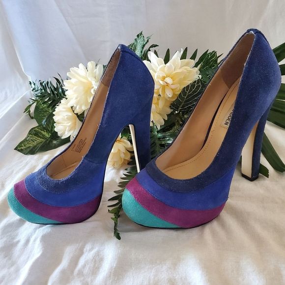 Steve Madden Trixie Suede Leather Stiletto Platform Heels Multicolor Size 7 - Picture 9 of 9